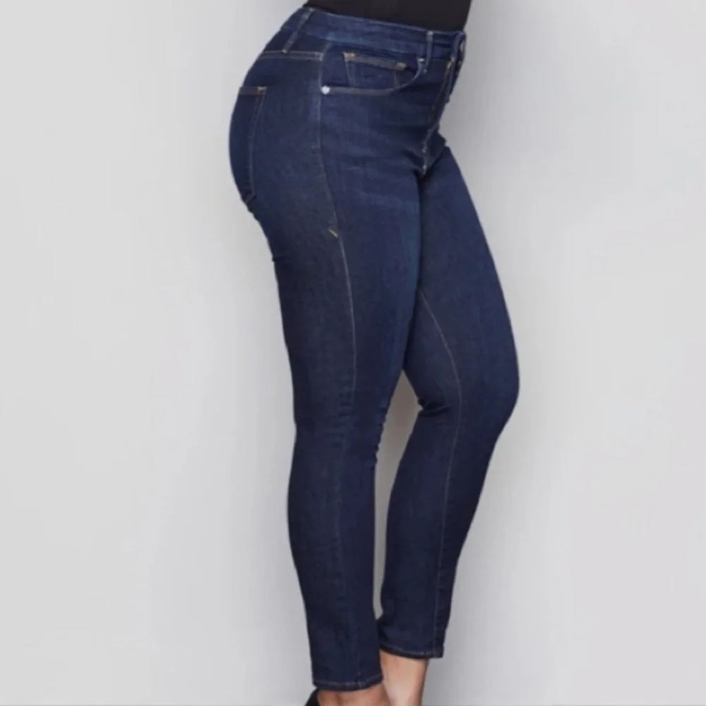 Good American Good Legs Crop Jeans High Rise Dark Wash Women's 16 - Picture 3 of 9